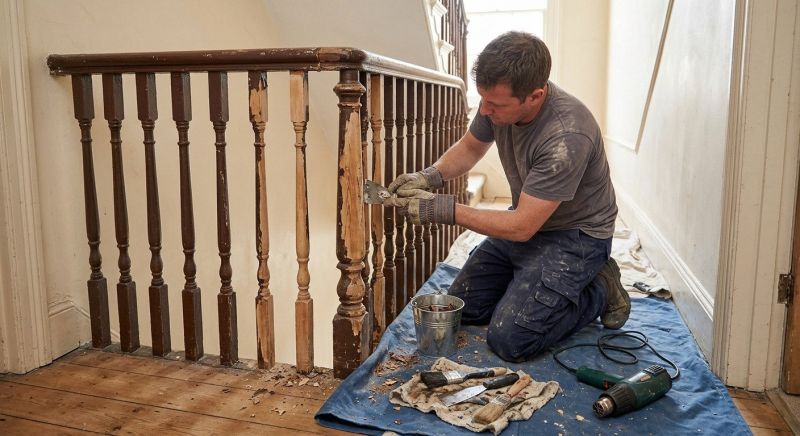 Banister Paint Stripping